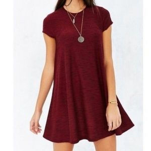 Urban Outfitters Maroon Ribbed Swing Tshirt Dress